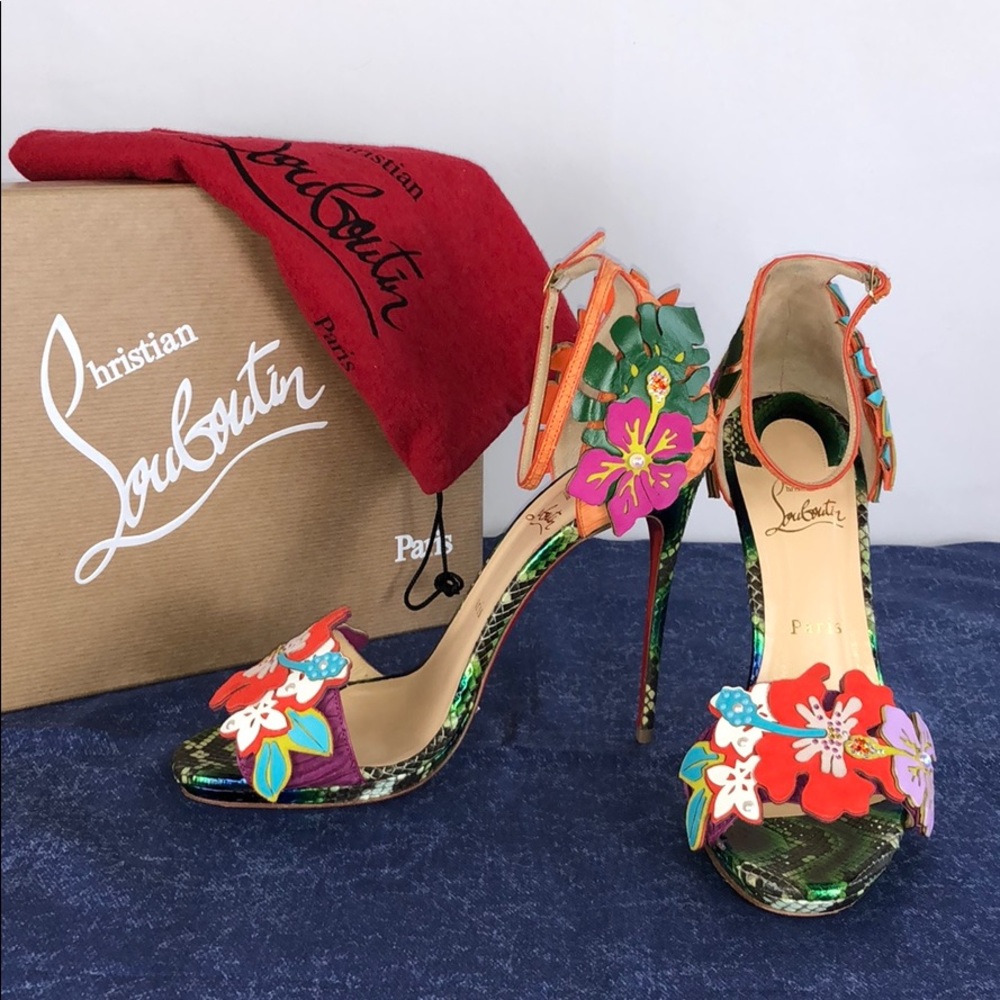 Christian Louboutin Tropical Flower Snakeskin Heel